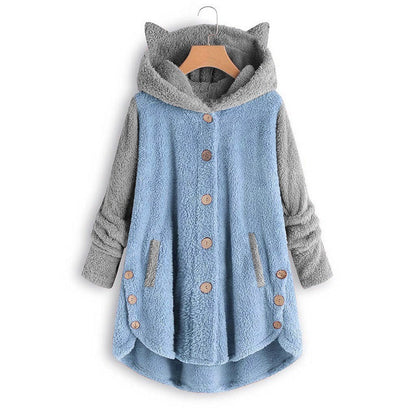Women's Cat Ear Hoodie - Fleece Pullover Sweatshirt with Cute Print and Plus Size Comfort
