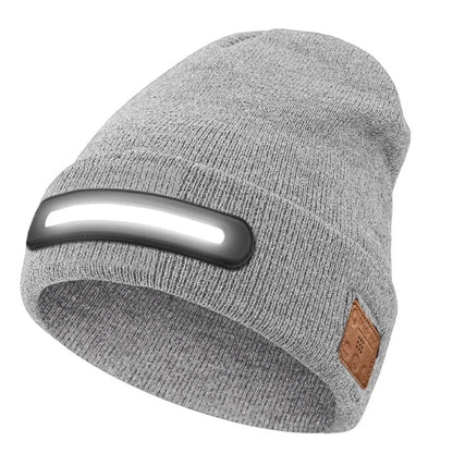 LED Beanie Hat with Light - USB Rechargeable Winter Headlamp Cap for Outdoor Work, Running and Camping