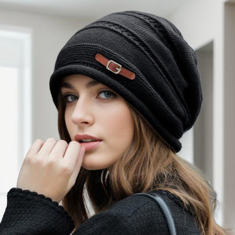 Women's Fleece Lined Knit Beanie – Warm Oversized Winter Hat for Outdoor Travel, Daily Wear and Cold Weather Protection