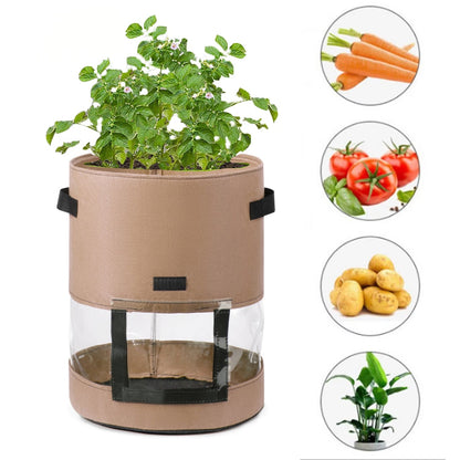 See-Through Potato Planter Bag – Breathable Non-Woven Grow Pot with 360° Transparent Window for Potatoes, Vegetables, Herbs and Easy Harvest Monitoring