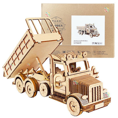 Wooden Vehicle Puzzle Set - 3D DIY Truck Sports Car Model Kit with Movable Parts, Educational Toy Gift for Kids and Adults