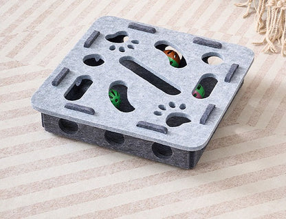 Interactive Cat Puzzle Maze Felt Box Toy – Bell Ball Hunting Game for Kittens Mental Stimulation Indoor Play Cat Supplies Set.