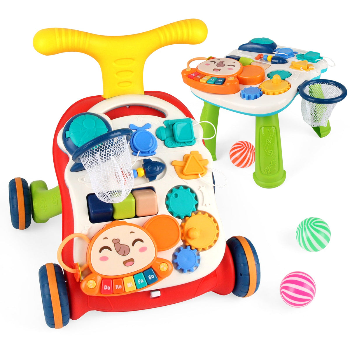 Baby Push Walker Activity Center - Multifunction Learning Walker with Music and Drawing Board for Toddler Development