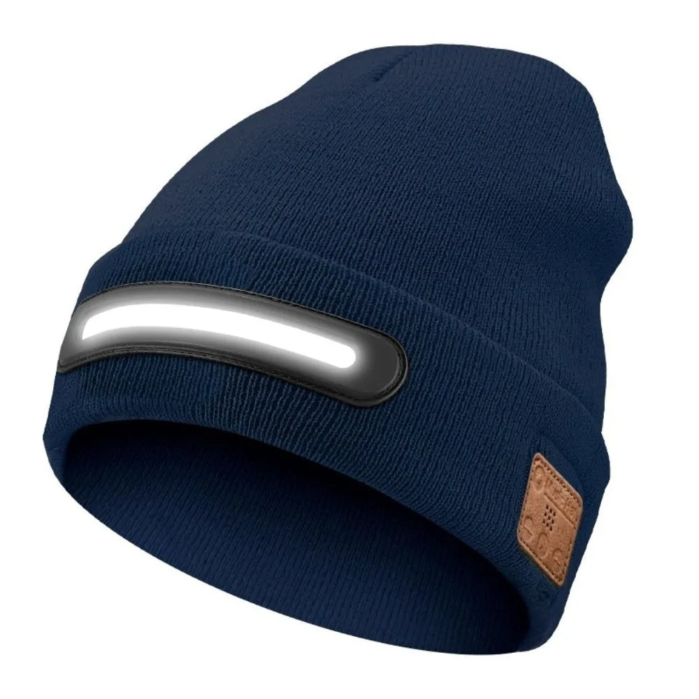 LED Beanie Hat with Light - USB Rechargeable Winter Headlamp Cap for Outdoor Work, Running and Camping
