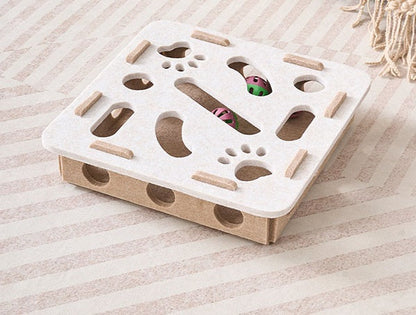 Interactive Cat Puzzle Maze Felt Box Toy – Bell Ball Hunting Game for Kittens Mental Stimulation Indoor Play Cat Supplies Set.