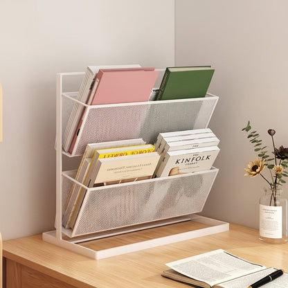 Tilted Desktop Book Organizer – Multi Tier Book Rack for Office, School and Home Study with Space Saving Vertical Storage
