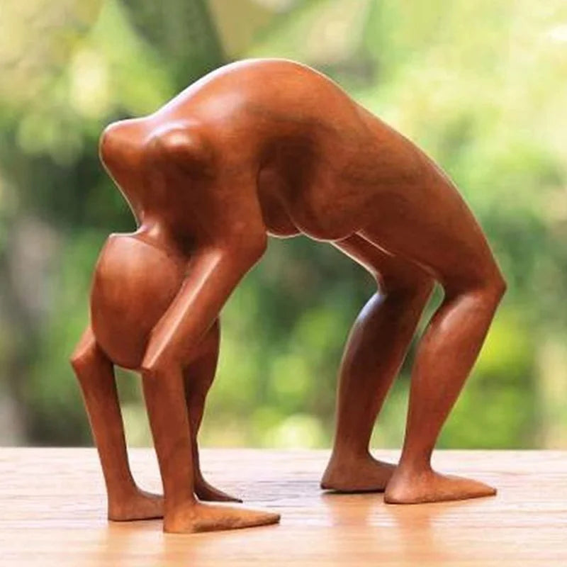 Handmade Yoga Girl Wooden Sculpture - Meditation Pose Statue for Home Decor, Wellness Spaces and Gifts