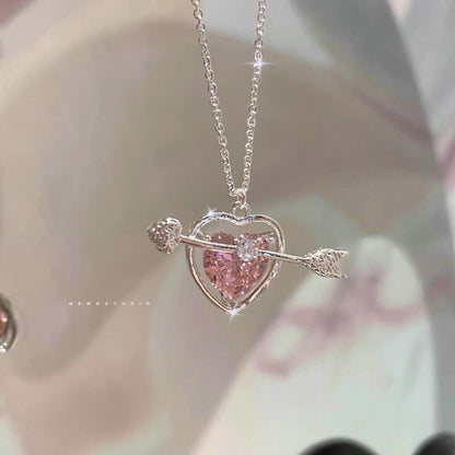 Wine Red Cherry Gold Pendant Necklace – Elegant Fashion Jewelry for Women with Personality Styling, Wedding Charm and Beautiful Birthday Gift Appeal
