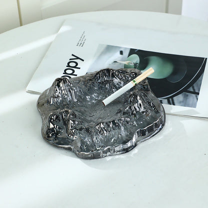 Crystal Glass Ashtray Decor - Creative Snow Mountain Glacier Design for Living Room Office and Luxury Cigar Accessories