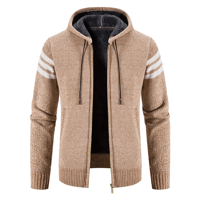Men's Hooded Knit Cardigan Jacket - Korean Style Winter Sweater Coat with Slim Fit Streetwear Appeal