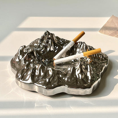 Crystal Glass Ashtray Decor - Creative Snow Mountain Glacier Design for Living Room Office and Luxury Cigar Accessories