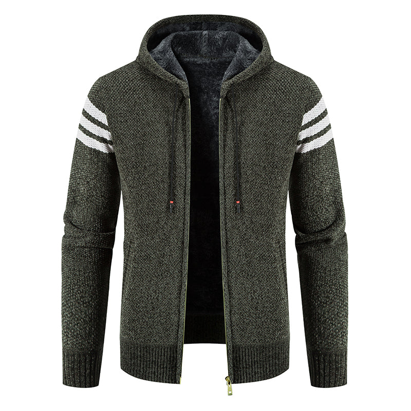 Men's Hooded Knit Cardigan Jacket - Korean Style Winter Sweater Coat with Slim Fit Streetwear Appeal