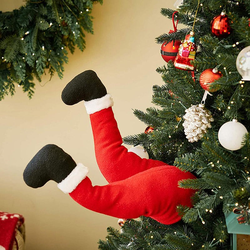 Cute Hugging Tree Christmas Ornament – Santa Claus and Snowman Plush Doll Decoration for Christmas Trees, Holiday Displays and Festive Home Decor