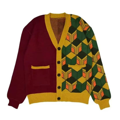 Harajuku Knit Cardigan Sweater – Unisex Anime Inspired V Neck Winter Jacket for Cozy Casual Streetwear and Everyday Style
