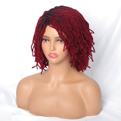 Braided Afro Bob Wig – 10 Inch Synthetic Dreadlock Short Curly Wig for Black Women Cosplay and Daily Fashion