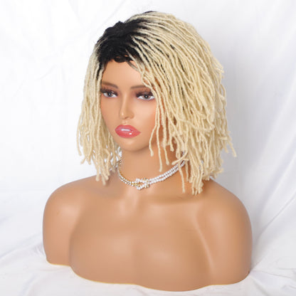 Braided Afro Bob Wig – 10 Inch Synthetic Dreadlock Short Curly Wig for Black Women Cosplay and Daily Fashion