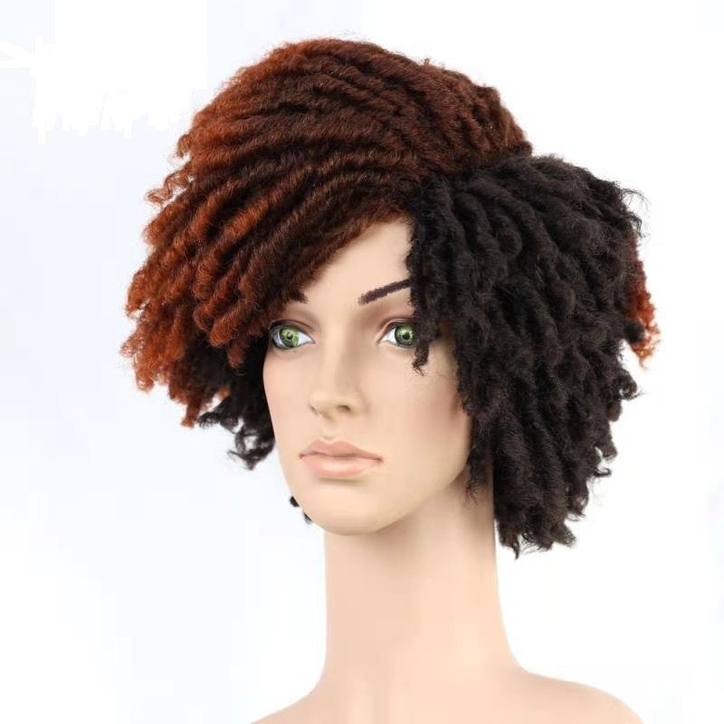 Braided Afro Bob Wig – 10 Inch Synthetic Dreadlock Short Curly Wig for Black Women Cosplay and Daily Fashion