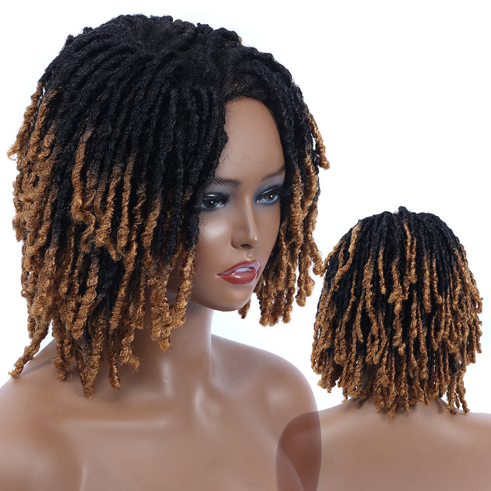 Braided Afro Bob Wig – 10 Inch Synthetic Dreadlock Short Curly Wig for Black Women Cosplay and Daily Fashion