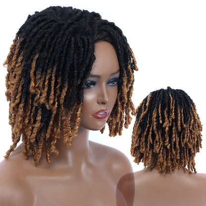 Braided Afro Bob Wig – 10 Inch Synthetic Dreadlock Short Curly Wig for Black Women Cosplay and Daily Fashion