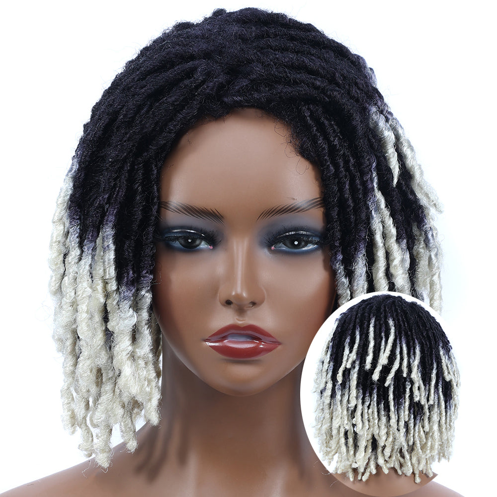 Braided Afro Bob Wig – 10 Inch Synthetic Dreadlock Short Curly Wig for Black Women Cosplay and Daily Fashion