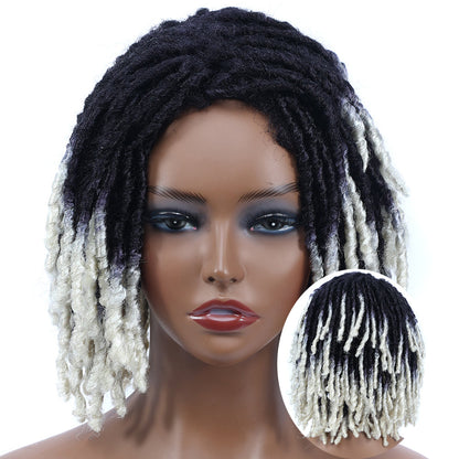 Braided Afro Bob Wig – 10 Inch Synthetic Dreadlock Short Curly Wig for Black Women Cosplay and Daily Fashion