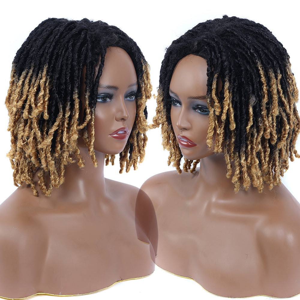 Braided Afro Bob Wig – 10 Inch Synthetic Dreadlock Short Curly Wig for Black Women Cosplay and Daily Fashion
