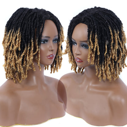 Braided Afro Bob Wig – 10 Inch Synthetic Dreadlock Short Curly Wig for Black Women Cosplay and Daily Fashion
