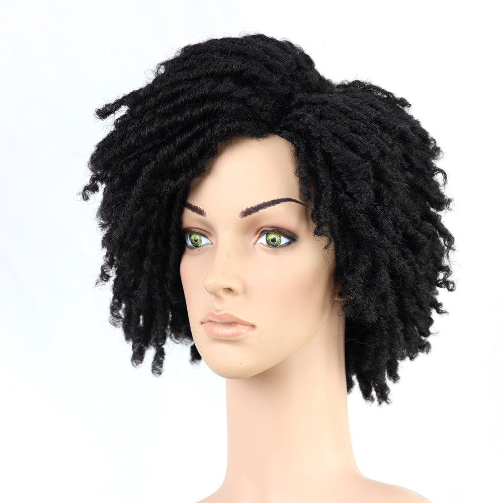 Braided Afro Bob Wig – 10 Inch Synthetic Dreadlock Short Curly Wig for Black Women Cosplay and Daily Fashion