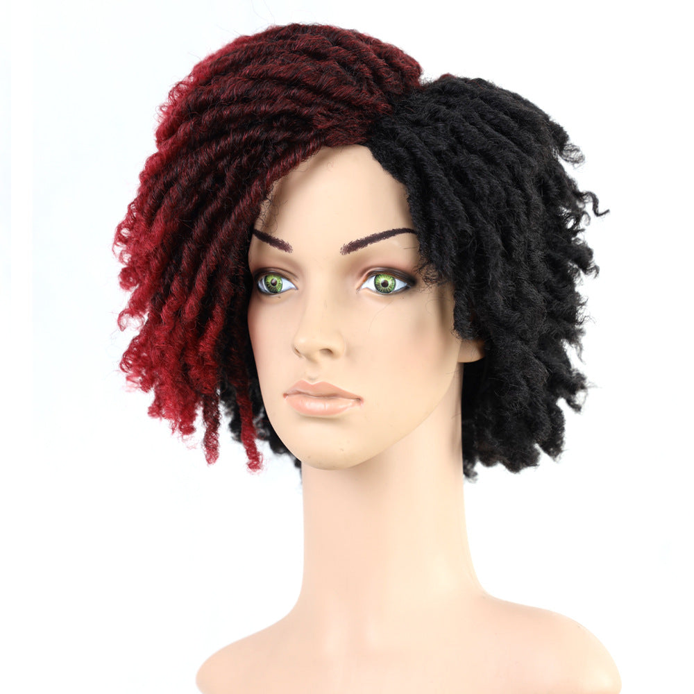 Braided Afro Bob Wig – 10 Inch Synthetic Dreadlock Short Curly Wig for Black Women Cosplay and Daily Fashion