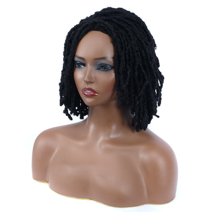 Braided Afro Bob Wig – 10 Inch Synthetic Dreadlock Short Curly Wig for Black Women Cosplay and Daily Fashion