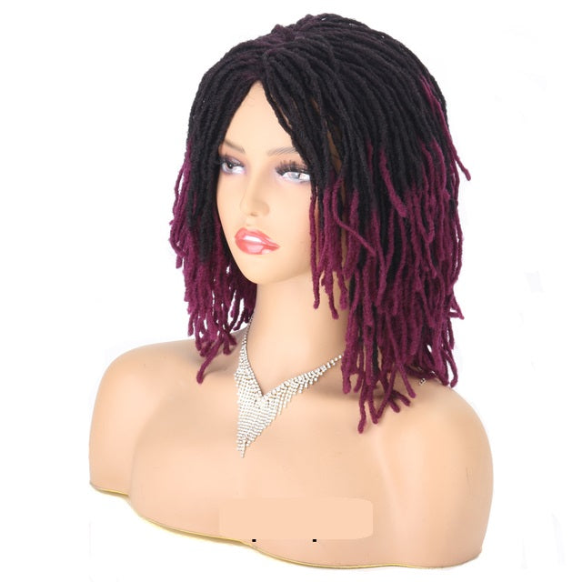 Braided Afro Bob Wig – 10 Inch Synthetic Dreadlock Short Curly Wig for Black Women Cosplay and Daily Fashion