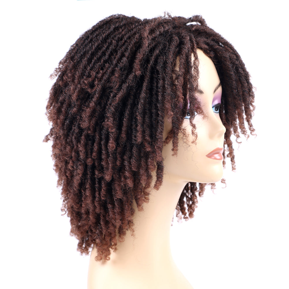 Braided Afro Bob Wig – 10 Inch Synthetic Dreadlock Short Curly Wig for Black Women Cosplay and Daily Fashion