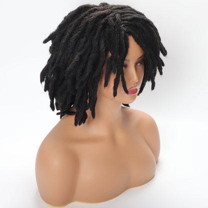 Braided Afro Bob Wig – 10 Inch Synthetic Dreadlock Short Curly Wig for Black Women Cosplay and Daily Fashion