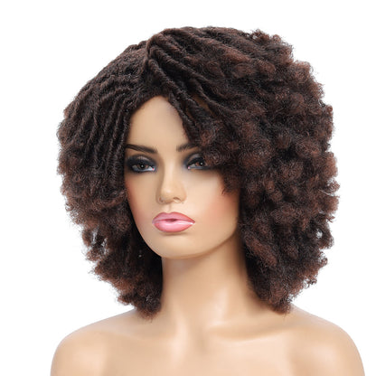 Braided Afro Bob Wig – 10 Inch Synthetic Dreadlock Short Curly Wig for Black Women Cosplay and Daily Fashion