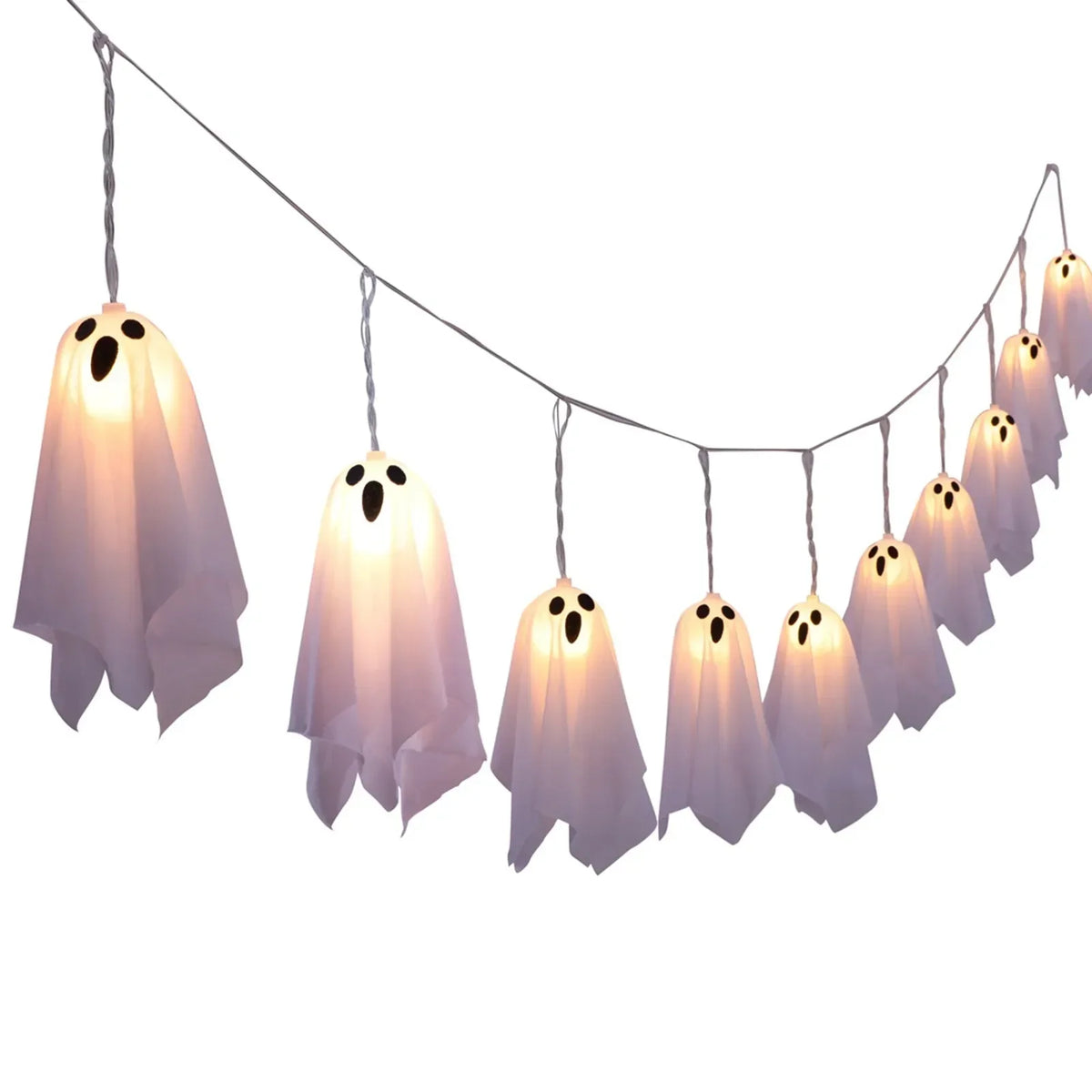 Halloween Hanging Ghost Decorations – Light-Up Flying Ghost Ornaments with Luminous Glow for Trees, Courtyards, Windows, and Haunted Houses