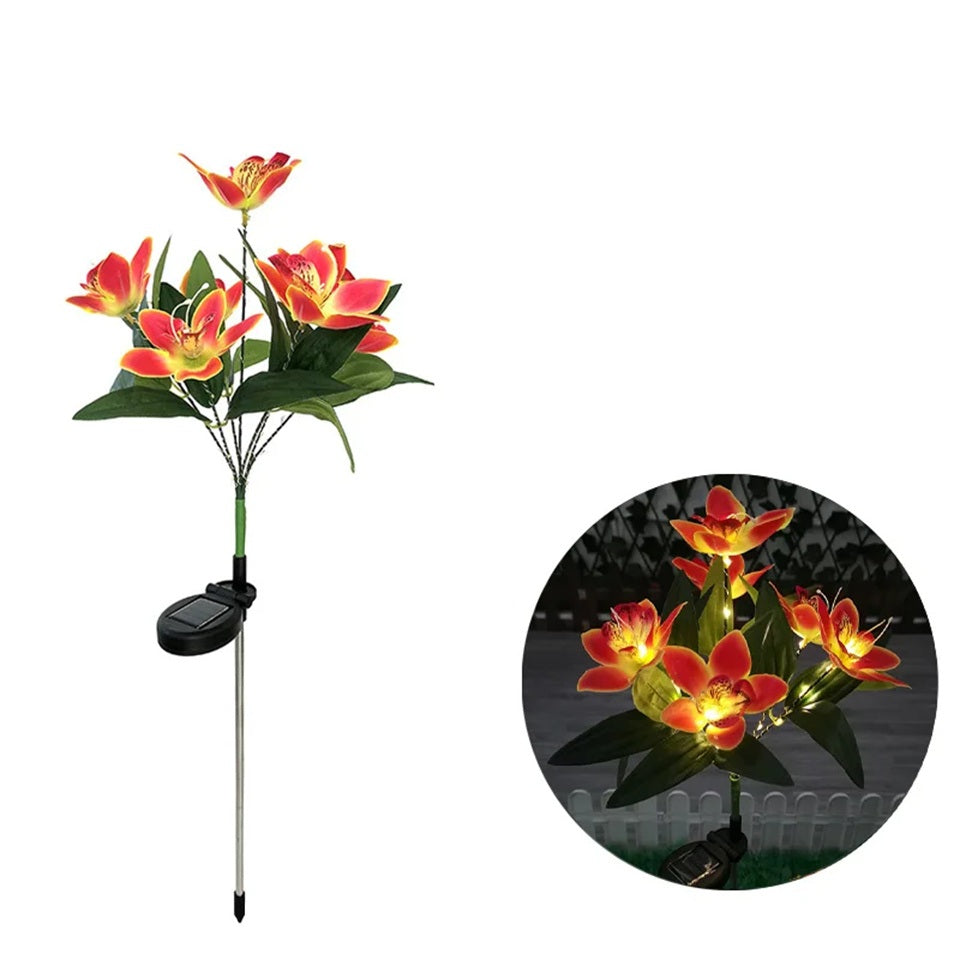 Waterproof Solar Orchid Flower Garden Lights – LED Decorative Landscape Lamps for Yard