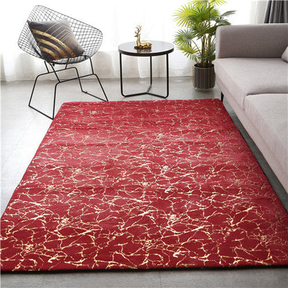Soft Faux Rabbit Fur Area Rug – Crack Gold Foil Design Fluffy Bedside Carpet for Living Room, Bedroom & Kids’ Play Area