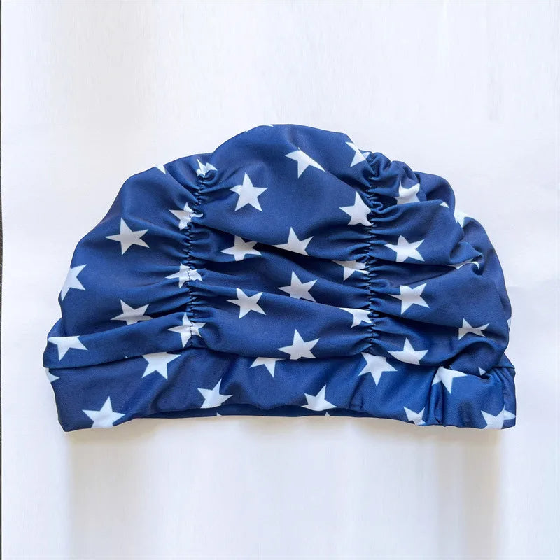 Stylish Stretch Nylon Swimming Cap – Elastic Turban-Style Swim Hat for Women, Girls & Long Hair Comfort in Pool or Spa