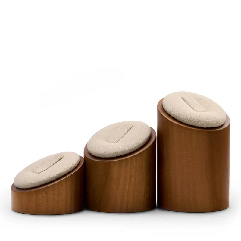 Wooden Ring Display Stand – 3-Piece Solid Wood Wedding Set Showcases Jewelry Elegantly with Rustic Charm and Timeless Appeal