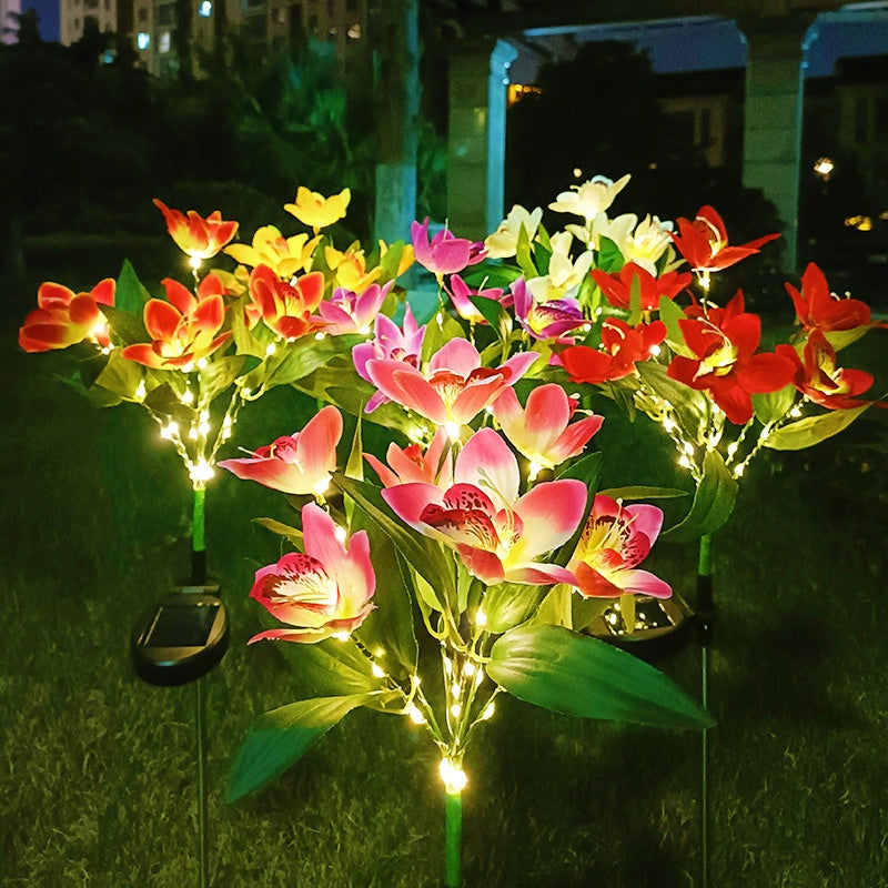 Solar Orchid Flower Lights – LED Outdoor Garden Stake Lights for Yard, Pathway & Landscape Décor