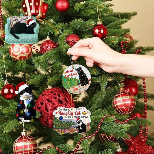 Acrylic Black Cat Christmas Ornaments – Adorable Tree Pendants for Weddings, Parties, and Festive Home Décor