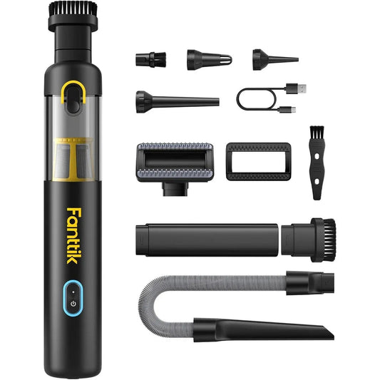Slim Cordless Car Vacuum – 19000Pa Suction, Fast Charging, Includes 10 Cleaning Accessories for Car and Home