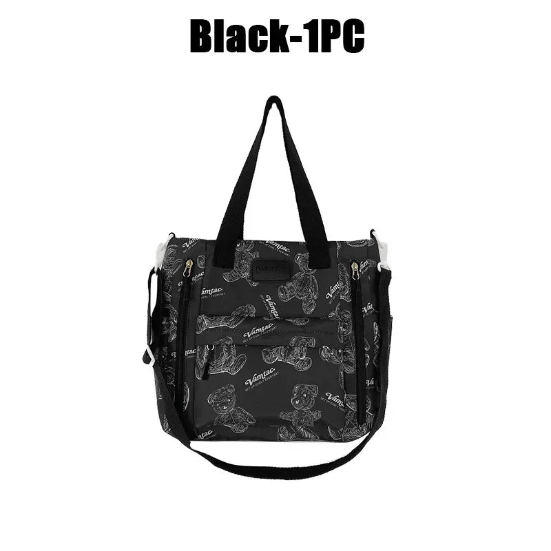 Bear Print Multi-Compartment Backpack Purse – Stylish & Spacious Nurse, Teacher & Laptop Bag