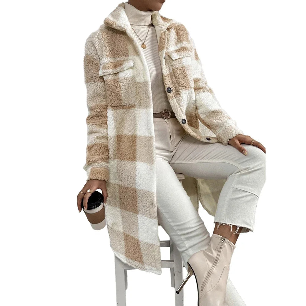 Plaid Button Up Tartan Outwear – Women’s Vacation Jacket, Winter Warm Cardigan & Trench Coat in One Stylish Layer