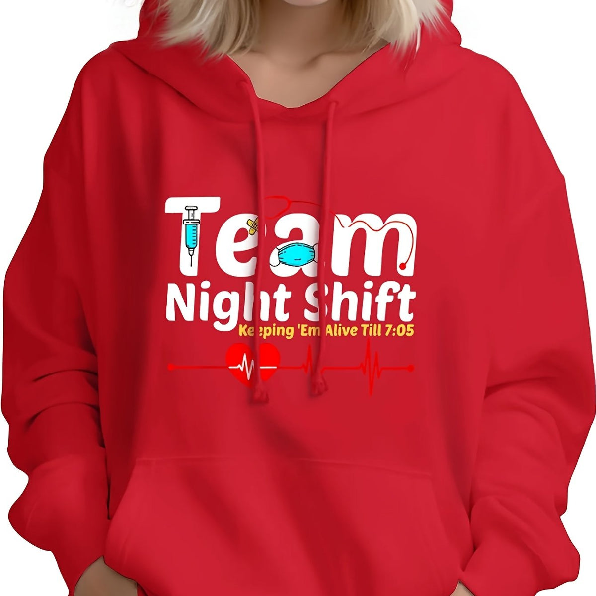 Women’s Night Shift Nurse Hoodie – Casual Long Sleeve Medical Graphic Sweatshirt for RN, LPN and CNA Staff
