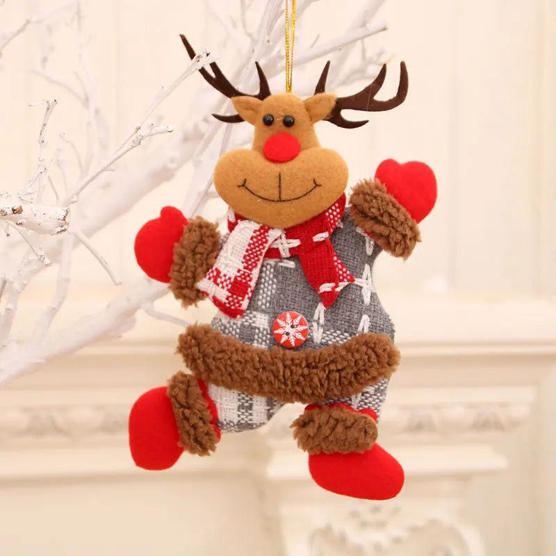 Christmas Cartoon Plush Doll Hanging Ornaments – Adorable Santa Claus, Snowman, Reindeer, Bear, and Tree Ornaments for a Joyful Holiday Touch