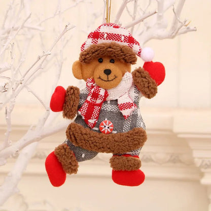Christmas Cartoon Plush Doll Hanging Ornaments – Adorable Santa Claus, Snowman, Reindeer, Bear, and Tree Ornaments for a Joyful Holiday Touch