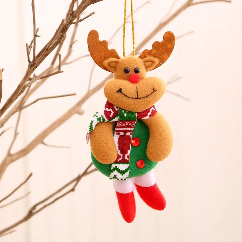 Christmas Cartoon Plush Doll Hanging Ornaments – Adorable Santa Claus, Snowman, Reindeer, Bear, and Tree Ornaments for a Joyful Holiday Touch