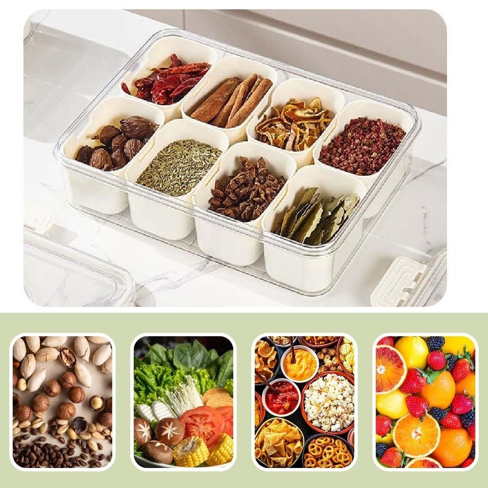 Divided Serving Tray – Portable Charcuterie & Snack Box with Lid & Handle for Sweets & Fruits