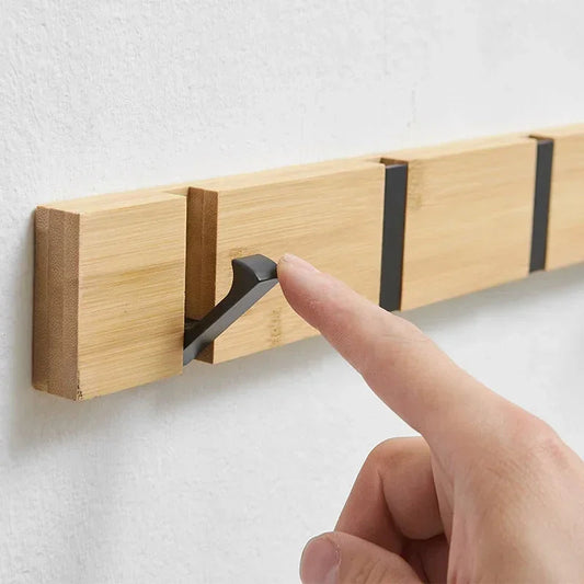 Wooden Wall-Mounted Coat Rack with Hidden Coat Hook